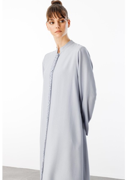 Hm Büzgü Detay Ön Pat ve Sırt Alleri Ipekçe Doku Spor Zamansız Kap/ Ferace-Gri fiyatları