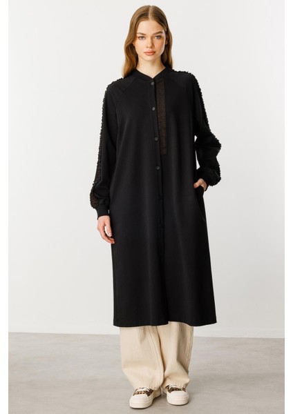 Rame Simli Garni Pamuk Karışımli Ince Örme Kap Ferace-Siyah modelleri