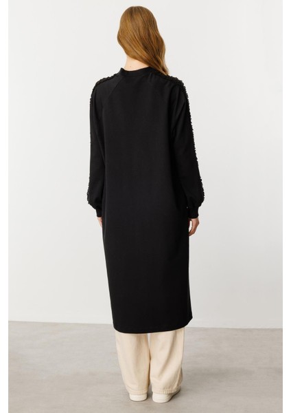 Rame Simli Garni Pamuk Karışımli Ince Örme Kap Ferace-Siyah indirimleri