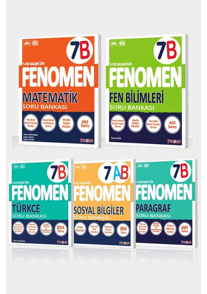 2025 Fenomen 7. Sınıf 5'lı B Set (Matematikb, Fenb, Türkçeb, Sosyalab, Paragrafb)