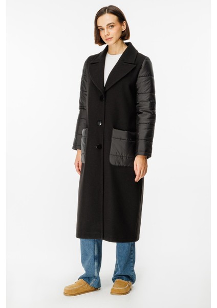 Kaşe Beden ve Kapitone Dolgu Spor Manto-Siyah fiyatları