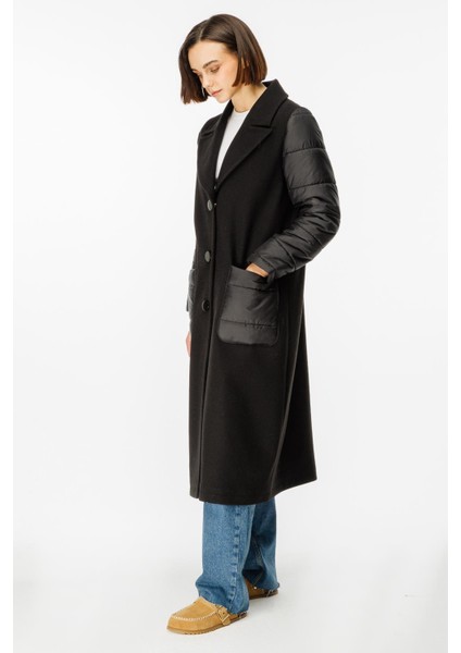 Kaşe Beden ve Kapitone Dolgu Spor Manto-Siyah fırsatları