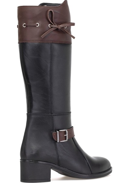 D25KC-2335 Kadın Hakiki Deri Topuklu Çizme Siyah - Kahverengi fırsatları