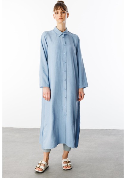 Nouvo Ipekçe Doku Kap / Elbise-Mavi