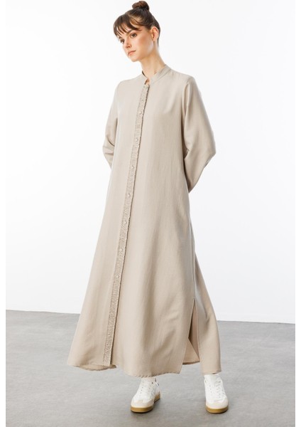 Hm Büzgü Detay Ön Pat ve Sırt Alleri Ipekçe Doku Spor Zamansız Kap/ Ferace-Taş