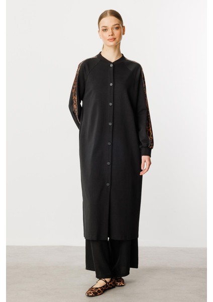 F/ı Leopar Garni Pamuk Karışımlı Ince Örme Kap/ Frrce-Siyah fiyatları