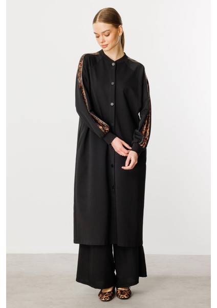 F/ı Leopar Garni Pamuk Karışımlı Ince Örme Kap/ Frrce-Siyah fırsatları