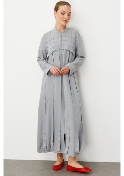 Rouge/ S Parça El Işi Dikiş Detaylı Elbise / Kap-Gri