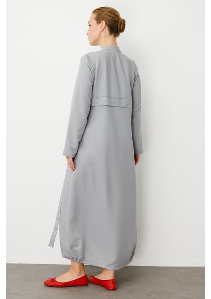 Rouge/ S Parça El Işi Dikiş Detaylı Elbise / Kap-Gri fırsatları