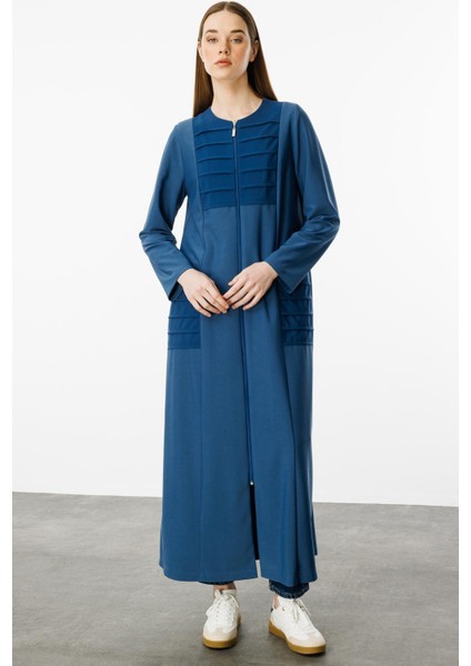 Nervur Detaylı Spor Dökümlü Kumaş Ferace Kap-Indigo fiyatları