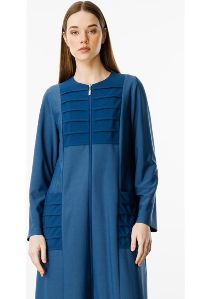 Nervur Detaylı Spor Dökümlü Kumaş Ferace Kap-Indigo indirimleri