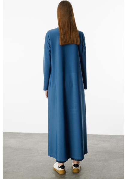 Nervur Detaylı Spor Dökümlü Kumaş Ferace Kap-Indigo