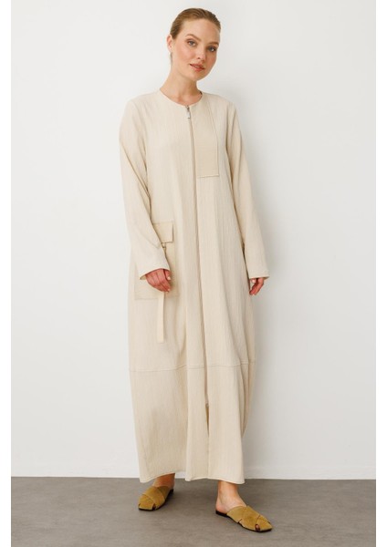 Poly - Cupra Garni Detaylı Spor Zamansız Ferace Kap-Bej