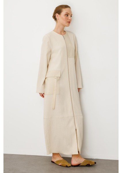 Poly - Cupra Garni Detaylı Spor Zamansız Ferace Kap-Bej modelleri