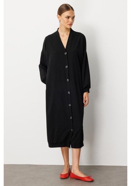 Örme Krep Doku Spor Zamansız( Hırka/ Kap) Ferace-Siyah fiyatları