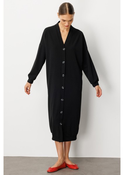 Örme Krep Doku Spor Zamansız( Hırka/ Kap) Ferace-Siyah modelleri