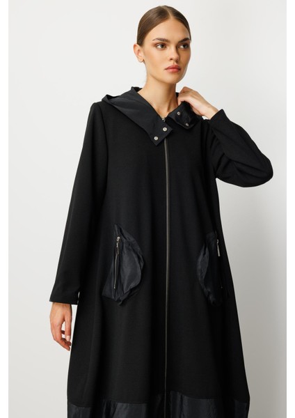 Köprülü Cep ve Poly Cupra Garni Astarlı Mevsimlik Spor Trench / Kap-Siyah indirimleri