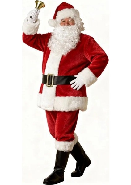 Yetişkin Noel Baba Kostümü Lüks Polar Yılbaşı Parti Kostümü fiyatları