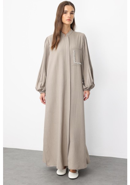 Pilise Kol ve Inci Cep Detaylı Ipekçe Kumaş Zamansız Ferace-Vizon fiyatları