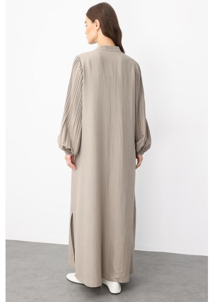 Pilise Kol ve Inci Cep Detaylı Ipekçe Kumaş Zamansız Ferace-Vizon indirimleri