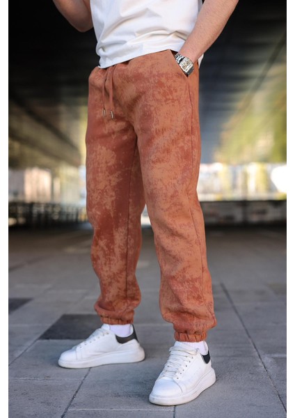 Kahverengi Batik Desenli Jogger Eşofman Altı E6582