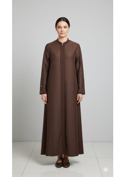 Mix Jakar Kapitone ve Krep Kumaş Karışımı Astarlı Zamansız Trench Kap-Kahve fiyatları