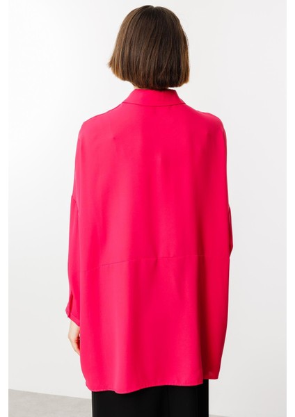 Özel Kalıp Zamansız Akıcı Kumaştan Bluz Tunik-Pembe