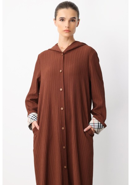 x Garni Spor Ince Hafif Özel Dokulu Zamansız Ferace Kap-Kahve modelleri