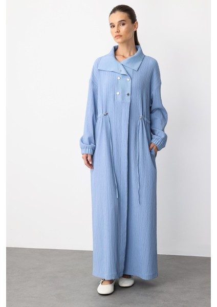 Y Yaka Ply-Cupra Garni Detaylı Spor Elbise Kap Ferace-Indigo