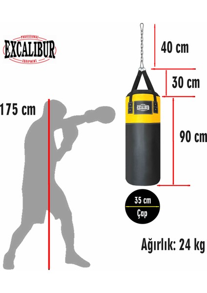 Sunstar Boks Kum Torbası 90 x 35 cm Sarı modelleri