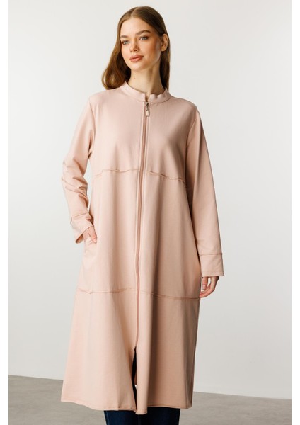 Fully Pamuk Karışımlı Ince Örme Spor Kap/ Ferace-Pudra modelleri