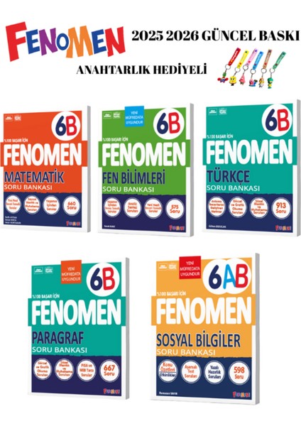 Fenomen Yayınları 6.sınıf Tüm Dersler B Serisi 5 Lı 2025 2026 Yeni Ürün