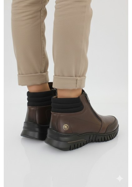 Kadın Hakiki Deri Günlük Düz Taban Çift Fermuarlı Ortopedik Bot AE25/KB1456 indirimleri