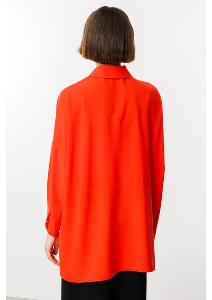 Özel Kalıp Zamansız Akıcı Kumaştan Bluz Tunik-Mercan fırsatları