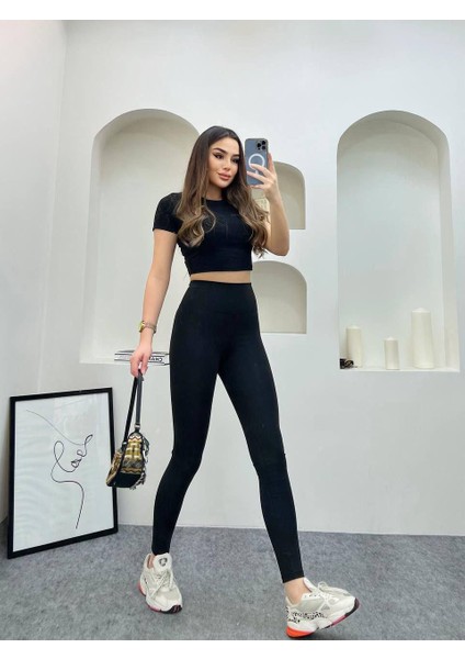 Yüksek Bel Esnek ve Toparlayıcı Tayt