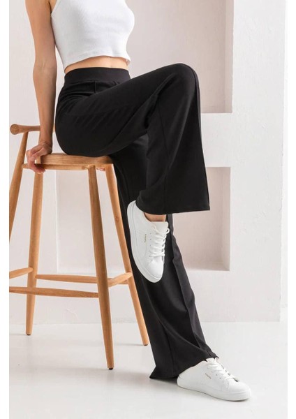 Yüksek Bel Önü Nervürlü Bol Paça Kaliteli Modal Kumaş Pantolon fiyatları