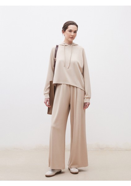 Beli Lastikli Geniş Paça Kadın Eşofman Altı