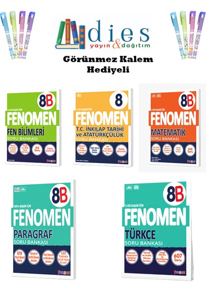 Fenomen 8. Sınıf Lgs Matematik-Fen B.-Türkçe-Paragraf-Inkılap Tar. Soru Bankaları (B)