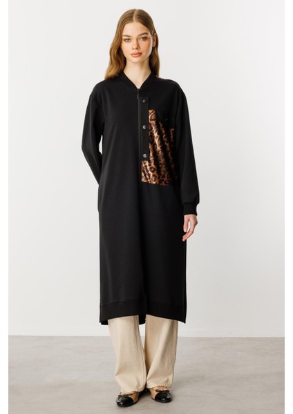 Leo Garni Pamuk Karışımlı Ince Örme Kap-Siyah