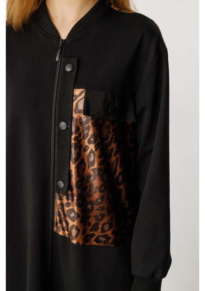 Leo Garni Pamuk Karışımlı Ince Örme Kap-Siyah