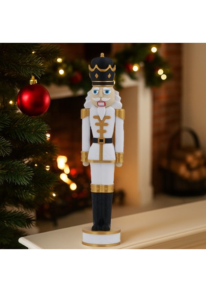 38 cm Fındıkkıran Biblo Yılbaşı Süsü | Kırmızı ve Beyaz Renk Seçenekli Dekoratif Figür | Yeni Yıl Temalı Ev Dekorasyonu ve Hediyelik Süs