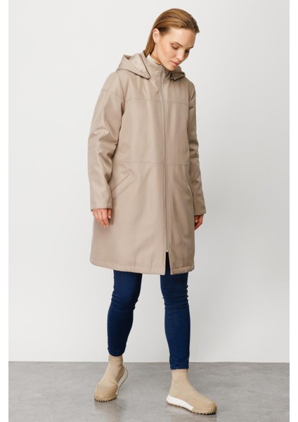 Ara Kat Dikiş Detaylı Zamansız Içi Kapitone Dolgulu Kaban-Taş