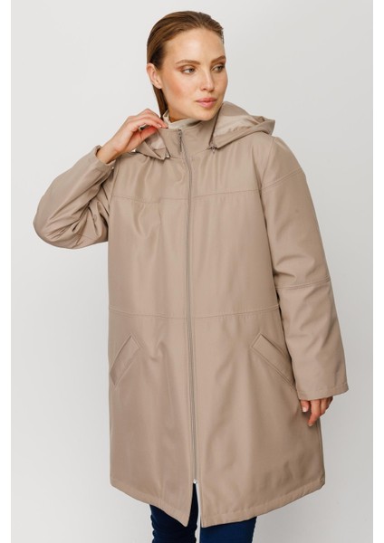 Ara Kat Dikiş Detaylı Zamansız Içi Kapitone Dolgulu Kaban-Taş