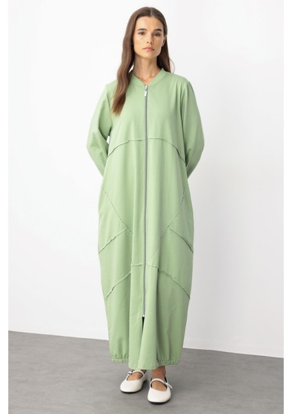 Spor Dikiş Detaylı Döküm Pamuk Karışımlı Örme Kap/ferace-Yeşil