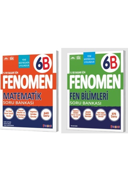 Fenomen Okul 2026 6. Sınıf Matematik + Fen Bilimleri B Serisi Soru Seti 2 Kitap Güncel Müfredat