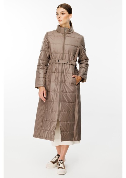 Leaf Işleme Yan Esnek Kapitone Dokuma Içi Dolgulu Kaban Manto-Vizon fırsatları