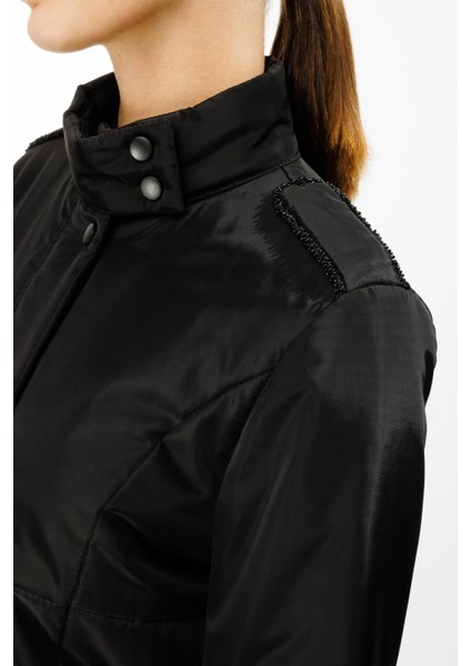 Newyork Iç Astarı Kapitone Dolgulu Çıt Çıt Kapamalı Spor Kaban-Siyah