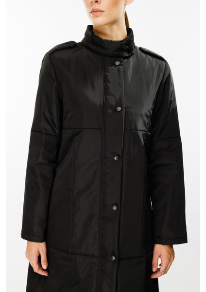 Newyork Iç Astarı Kapitone Dolgulu Çıt Çıt Kapamalı Spor Kaban-Siyah