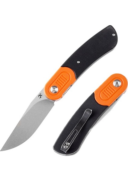 Reverie | Turuncu ve Siyah G10 Sap | Taş Yıkama 154CM Çelik Çakı | T2025B8