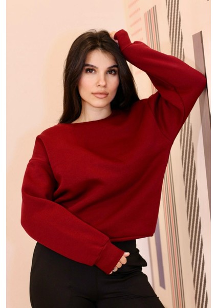 3 Iplik Şardonlu Kaliteli Bisiklet Yaka Sweatshirt